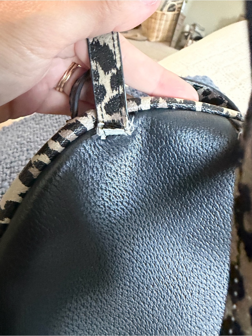 kate spade Black Leather Mini Backpack with Leopard Sides - Picture 6 of 8